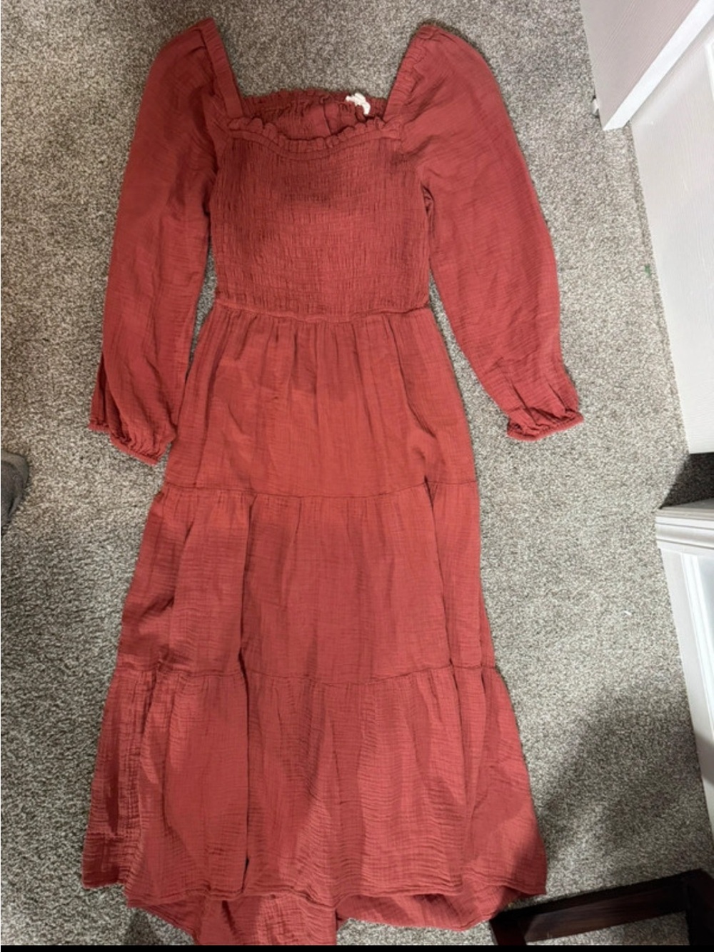 Beach Lunch Lounge L Gauze Midi Dress Luana Smocked Pink Puff Sleeve - Picture 3 of 8